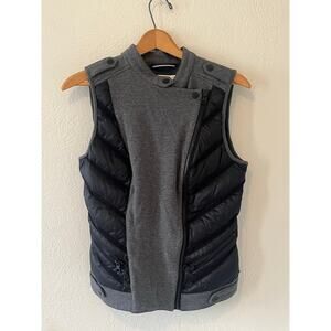 Women's Blanc Noir Down Feathers Vest Gray Black Netting Design Sz Med